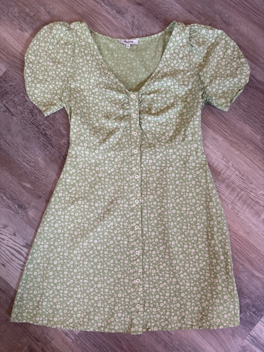 Madewell Jennifer Floral Ruched Puff Sleeve Mini Dress Size 4 EUC
